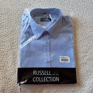 Russell Collection Men's Light Blue Herringbone Dress Shirt 16.5 NWT